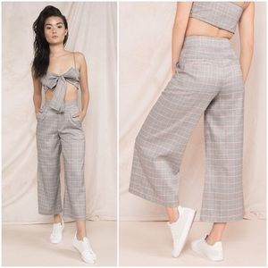 Eggie Wide Leg Plaid Pants